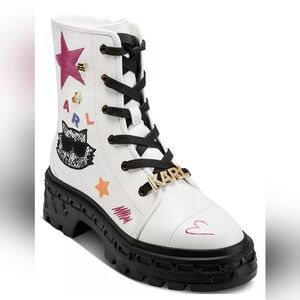 Karl Lagerfeld White Combat Boots